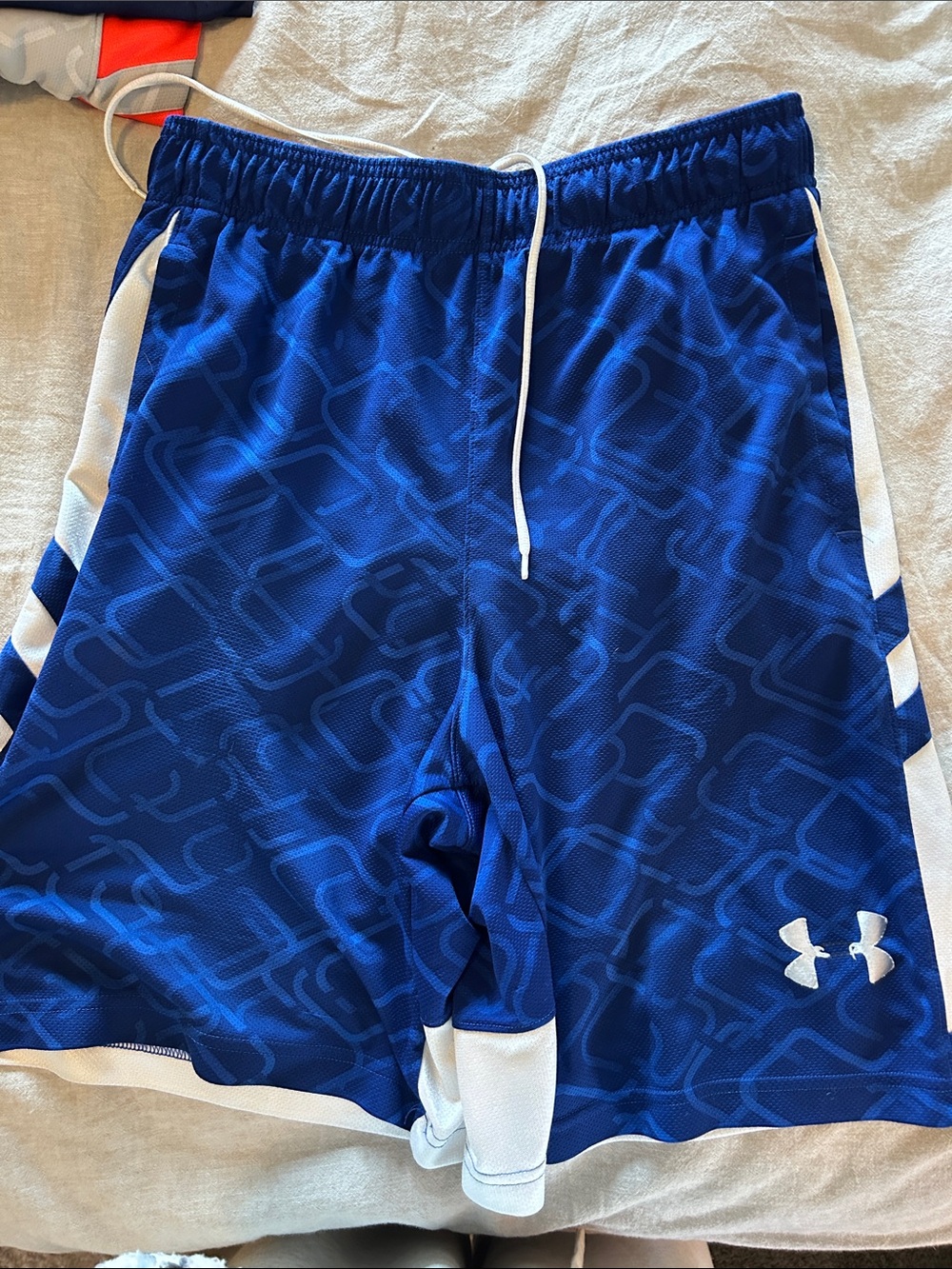 Under Armour Men's Athletic Shorts - Navy, Royal Blue, White, Neon Orange - Picture 8 of 16